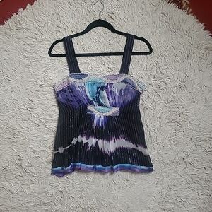 Anna Sui Vintage Y2K Top Blouse Size 2 Silk Beaded Metallic Rare Designer Boho ✨